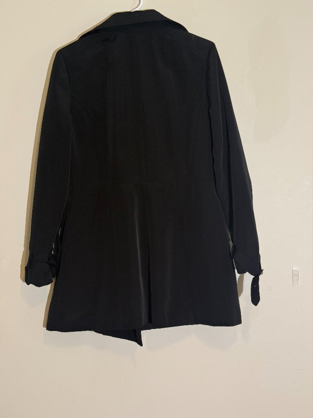 Anne Klein Black Asymmetrical Zip Moto Trench Coat Jacket | S